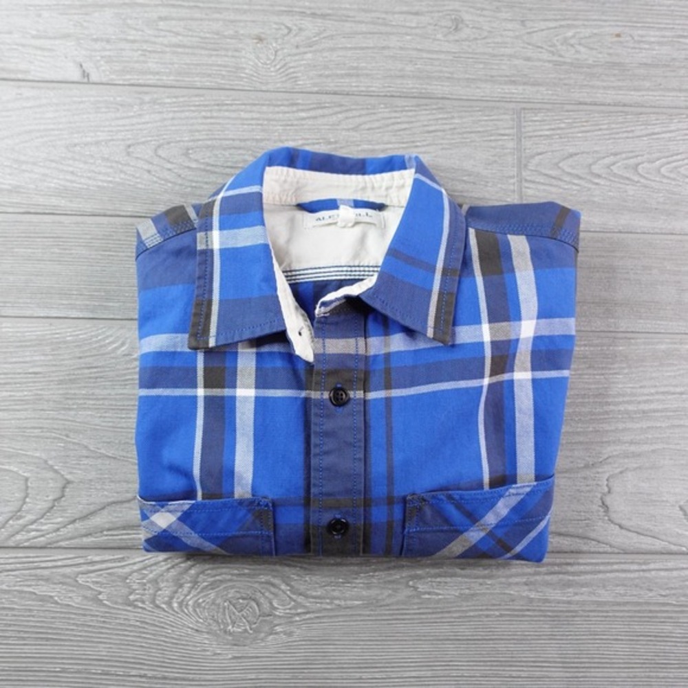 Alex Mill Checked Cotton-twill Shirt Mens Small Blue Plaid Wash & Go Button Down